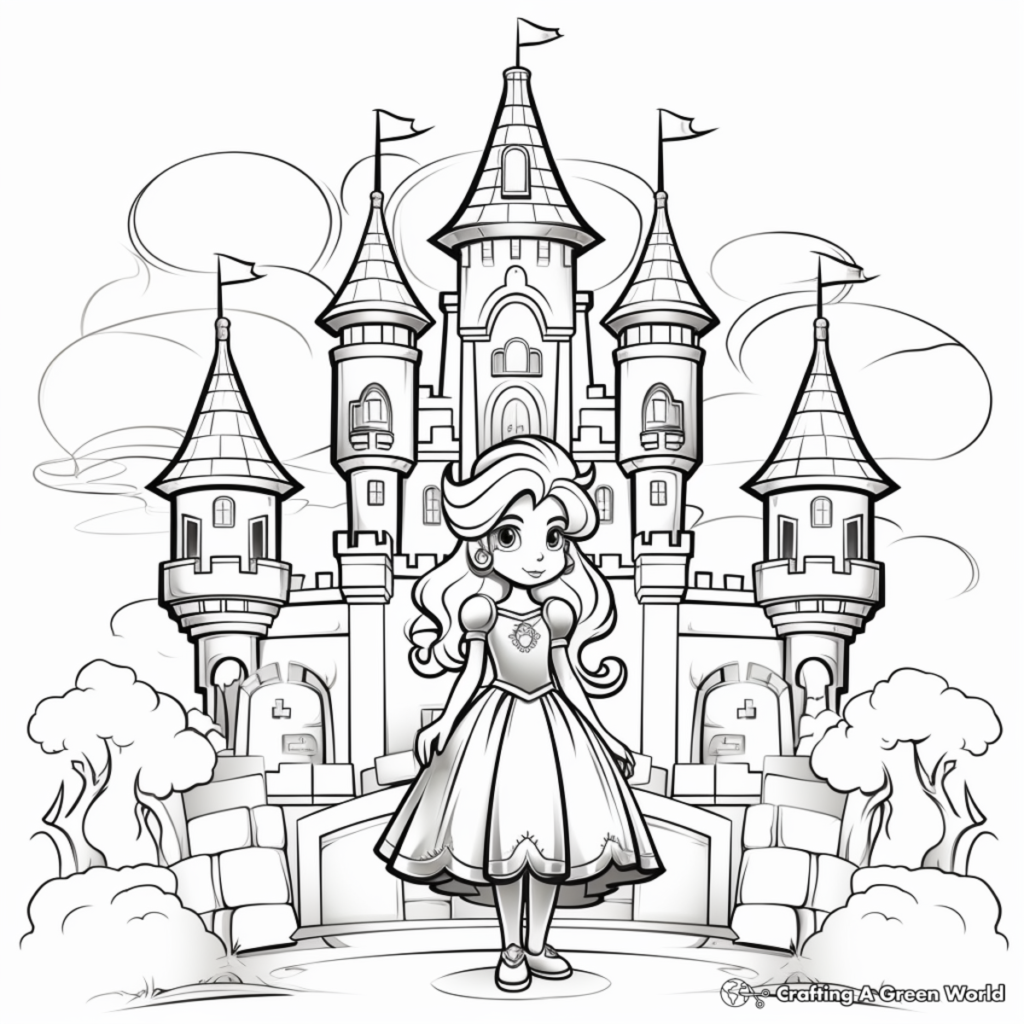 Free Printable:8cygh7wuwtg= Princess Peach Coloring Page