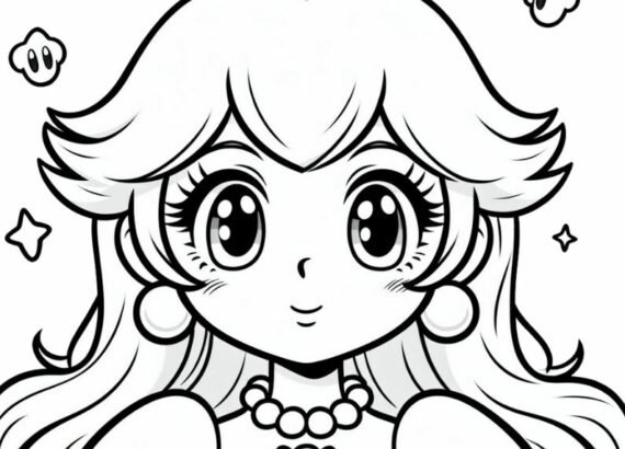 Free Printable:8cygh7wuwtg= Princess Peach Coloring Page